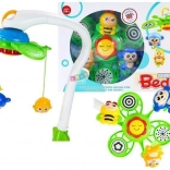 Mobile musical 2-en-1 pour berceau avec boîte à musique à remontoir