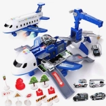 Grand avion de police déployable avec parking et grue