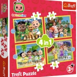 Puzzle 4 en 1 Cocomelon, Découvre les héros Trefl