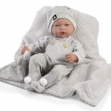 Poupée bébé réaliste Liam avec sons et corps souple - 38 cm