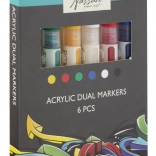 Marqueurs acryliques double pointe NASSAU FINE ART, 6 couleurs