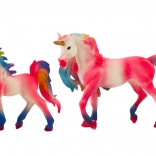 Figurines de collection licorne avec poulain rose, 2 pcs