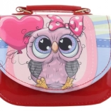 Petit sac à main pour enfants avec hibou, rouge, brillant