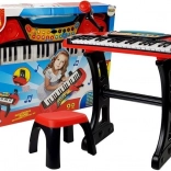 Set de clavier pour enfants avec microphone et tabouret - rouge