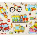 Puzzle en bois à encastrer – moyens de transport 30 cm