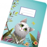 Cahier scolaire A5 512 avec motif de chat, ligné 16 mm