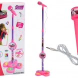 Microphone enfant réglable avec trépied rose