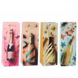 Sac cadeau en papier pour bouteille Champagne pastel 35 × 12 × 9 cm