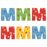 Lettre en bois colorée Étoile M