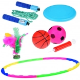 Set sportif 5‑en‑1 pour enfants – hula hoop, frisbee, corde à sauter, balles et volant à plumes