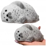 Squishy anti-stress en silicone en forme de phoque à pelage doux, gris 12 cm