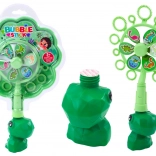 Bublifuk avec moulin à vent dinosaure avec coupelle verte