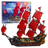 Jeu de construction bateau pirate avec voiles rouges, 3139 pièces