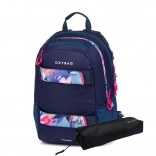 Sac à dos étudiant et trousse OXY Sport Fleurs Bleu