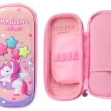 Trousse rose avec licorne 3D, deux compartiments 24 × 11 × 7 cm