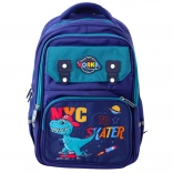 Sac à dos scolaire pour enfants motif dinosaures, bleu marine 41x30x16 cm