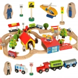 Ensemble de train en bois pour enfants 69 pièces