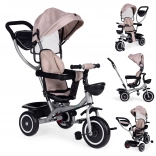 Tricycle 2-en-1 pour enfants avec siège pivotant et auvent pliable, beige ECOTOYS