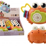 Crabe interactif avec hochet et projecteur, orange