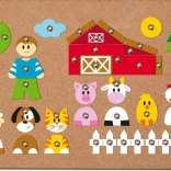 Jeu de clous en liège Animaux de la ferme