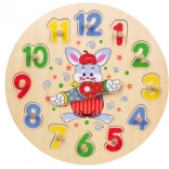 Horloge éducative en bois – puzzle à encastrer avec 12 pièces, 30 cm