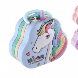 Tirelire en métal – sac à main licorne avec serrure 15 × 14 cm