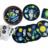 Teddies Jeux spatiaux 2-en-1 – jeu de cartes d’observation dans une boîte en métal