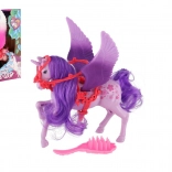 Licorne ailée à coiffer avec peigne, plastique, 22 cm, 3 couleurs