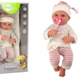 Poupée Bébé avec Pull, Bonnet et Tétine Rose