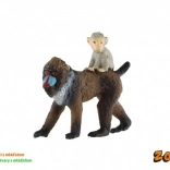 Mandrill femelle avec son petit – figurine en plastique 6 cm