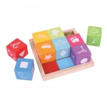 Bigjigs cubes d’images en bois ABC avec plateau