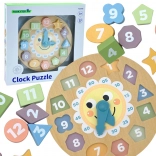 Tooky Toy horloge éducative en bois avec 12 formes et chiffres