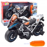 Moto à assembler avec éclairage et sons, noire de course