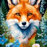 Puzzle Renard parmi les fleurs 1000 pièces