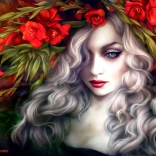 Puzzle Anatolian femme parmi les fleurs 1000 pièces