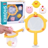 Jouet de bain avec épuisette à ventouse et 3 animaux en caoutchouc sans trou