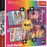 Puzzle 4v1 Poupées Modernes Rainbow High