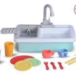 Évier de cuisine pour enfants avec eau courante et accessoires 40 cm