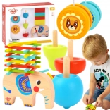 Set de jeux en bois – éléphant, mikado, toupie et yoyo 46 pcs TOOKY TOY