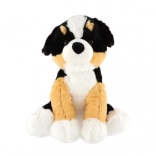 Chien en peluche assis 38 cm noir‑brun‑blanc