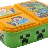 Boîte à goûter pour enfants MINECRAFT avec 3 compartiments, orange‑vert