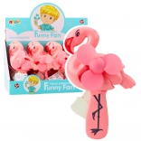 Ventilateur manuel mécanique pour enfants Flamant rose
