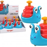 Escargot à roues heureux à cheval bleu et rouge