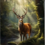 Peinture diamant Cerf au ruisseau forestier 30x40 cm