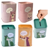 Tirelire métallique pour enfants avec animaux 11 × 8 cm