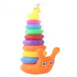 Tour à anneaux Escargot avec caneton – jouet empilable coloré