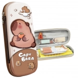 Trousse scolaire rembourrée capybara marron