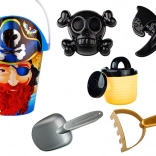 Set pirate pour le sable – seau, arrosoir, tamis et moules (6 pièces)