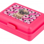 Boîte à goûter rose avec illustration de chien