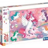 Maxi puzzle 24 pièces licornes joyeuses CLEMENTONI